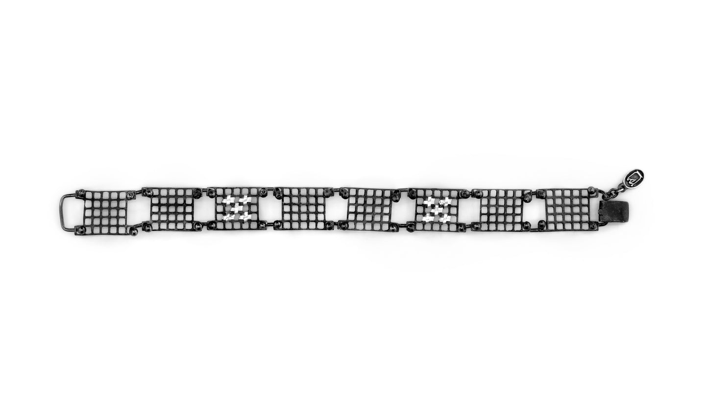 Tally on Silver Black Bracelet