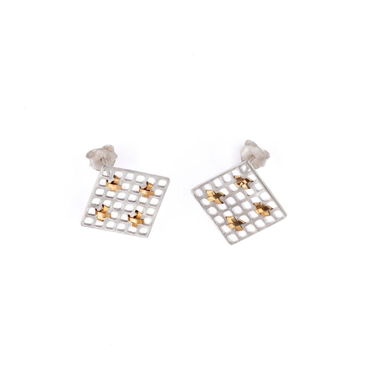 Tally on Silver Big Squares Earrings