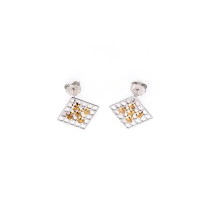 Tally on Silver Small Square Earrings