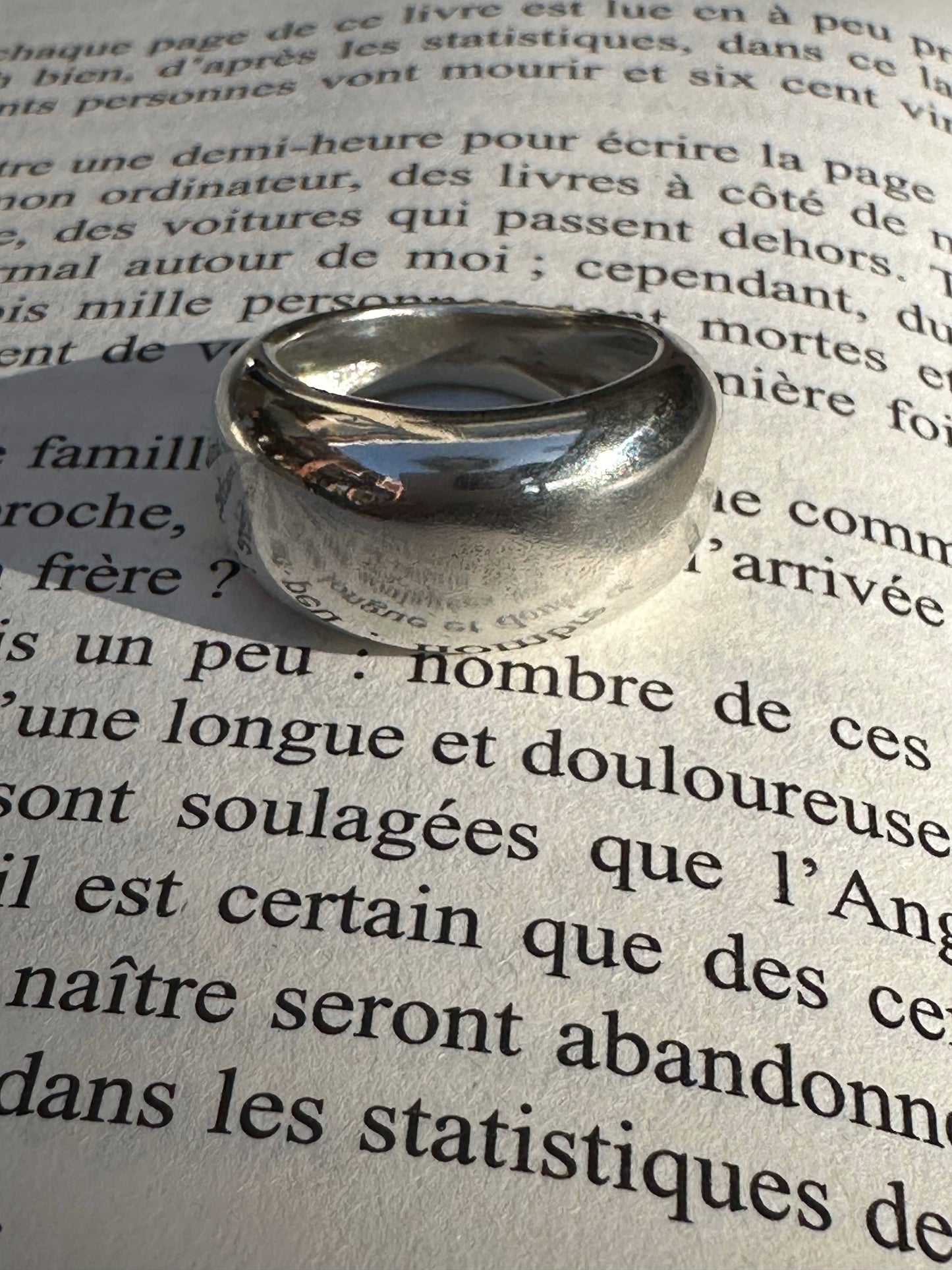 Chunky high shine silver ring